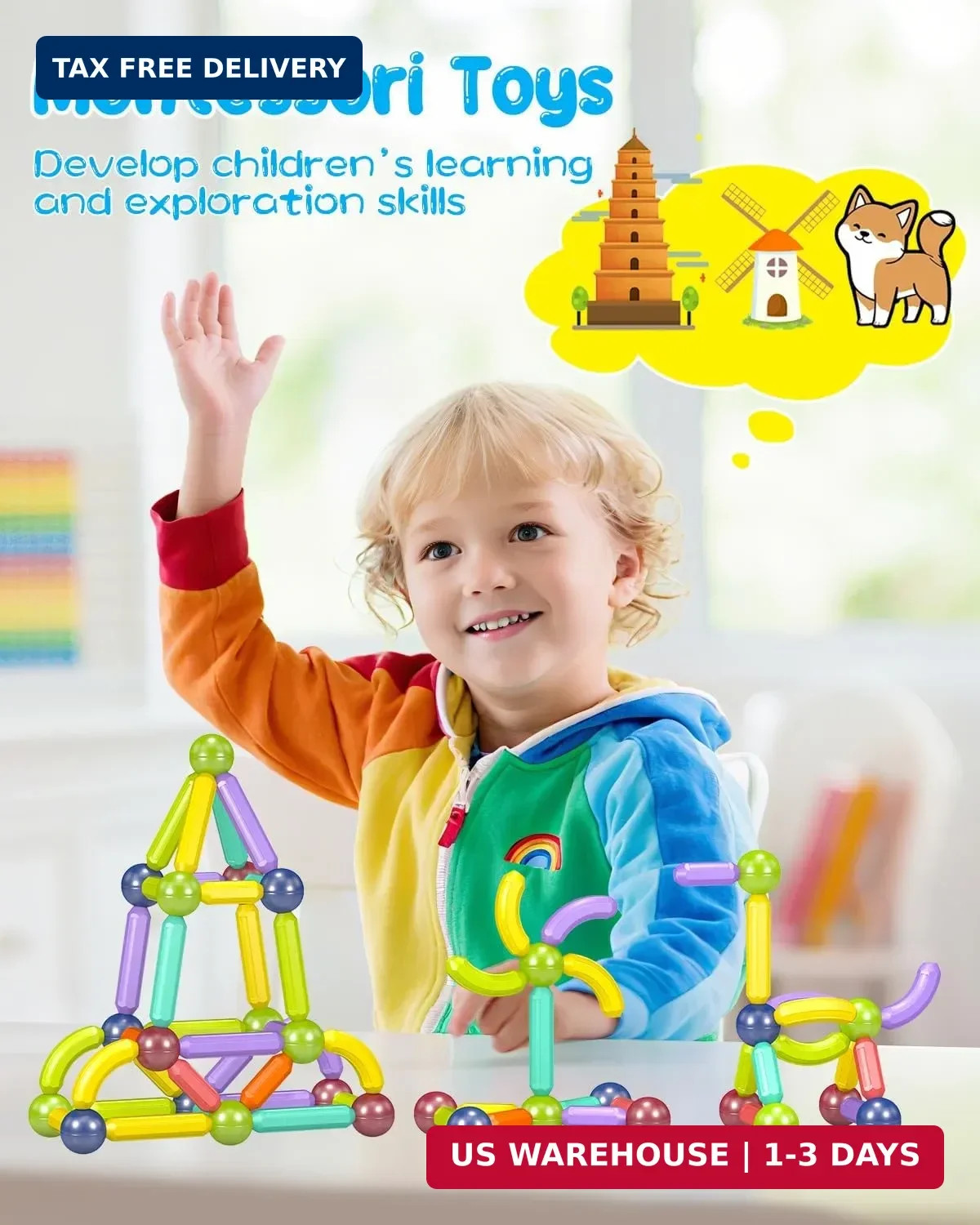 Magnet Toys Magnetic Building Blocks,STEM Starter Toys for Kids Age 3-5Preschool