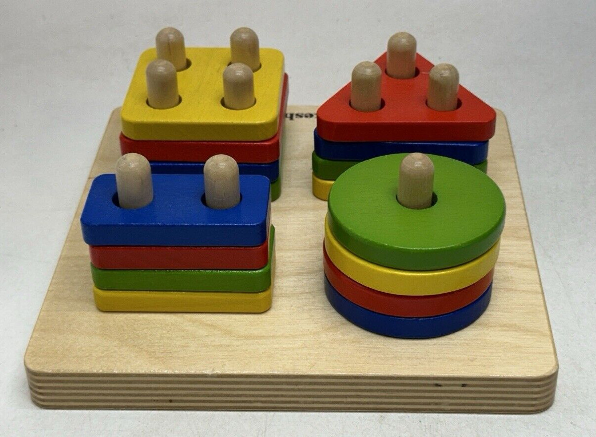 LAKESHORE Learn Play Sort-A-Shape Activity Board Developmental Wooden Toy 19217