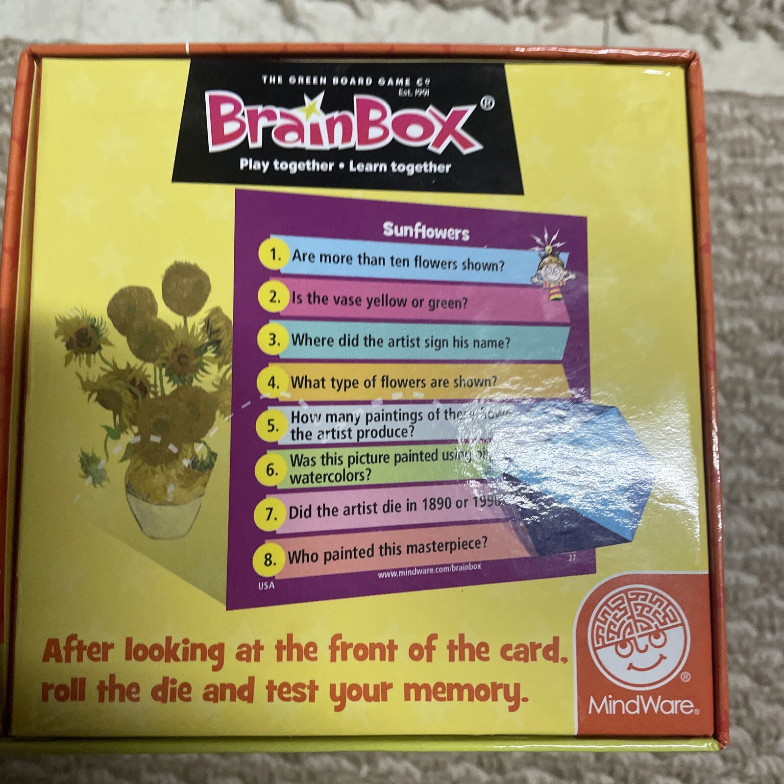 Brain Box Art Game. 2011. Ages 8+, Rare Discontinued. Mind Ware Memory Game