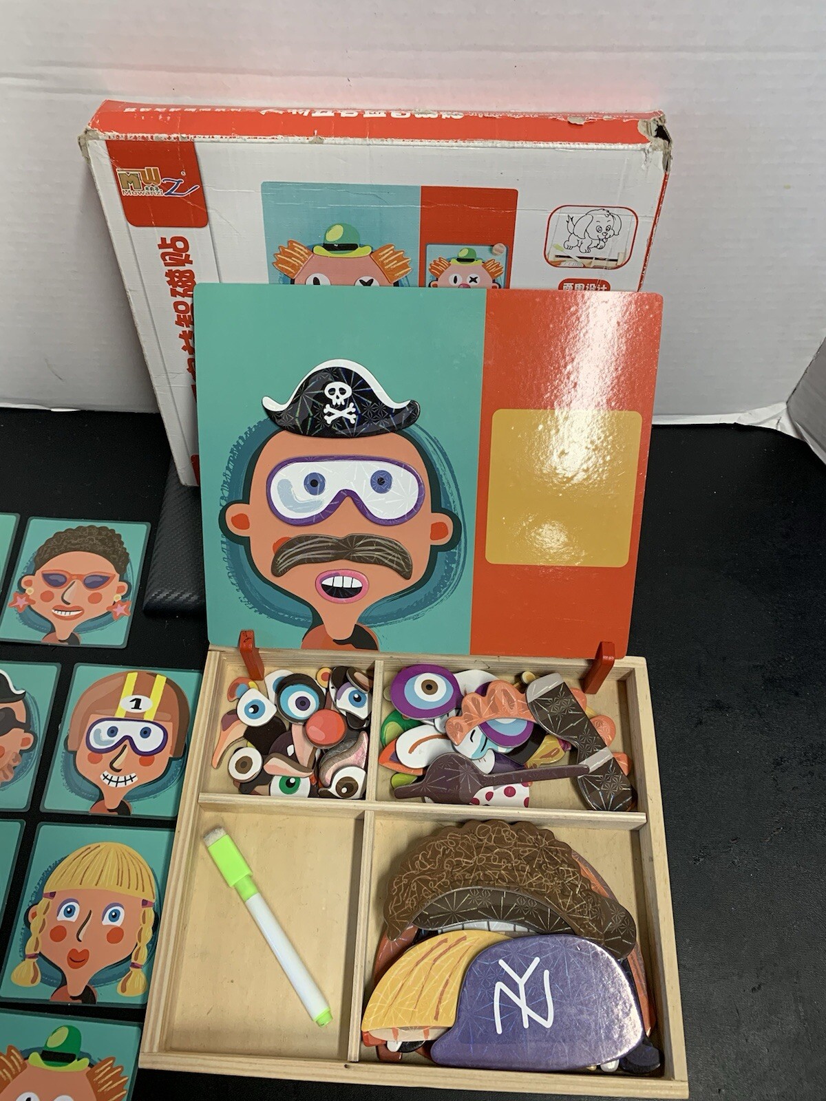 Muwanzi Magnetic Character Facial Features Puzzle W/ Back Drawing White Board 🔥