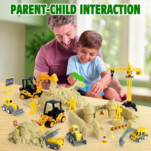 Billeeit Sand Construction Kit with Big Foldable Sandbox 15In X 15In, Yellow