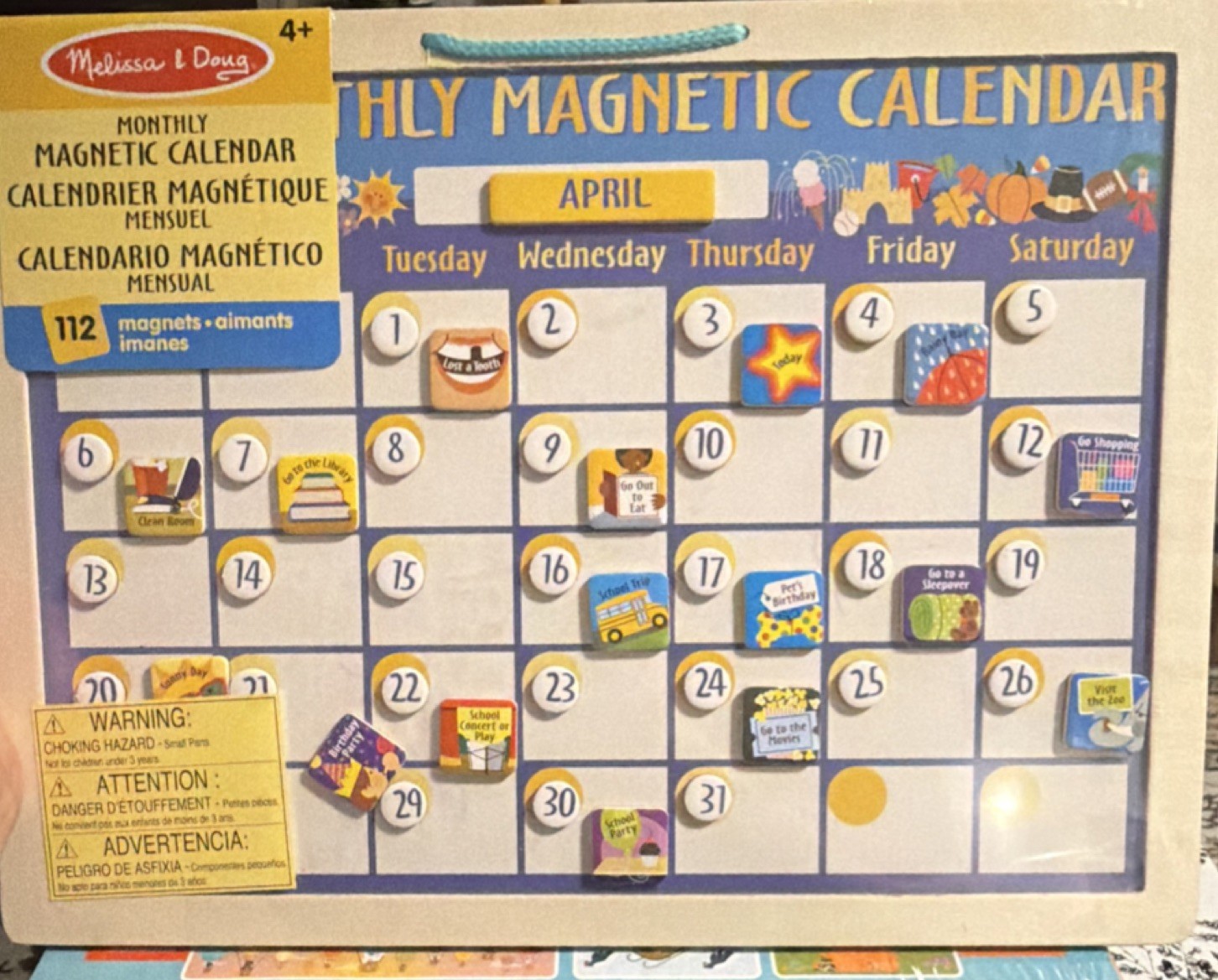 Melissa & Doug Monthly Magnetic Calendar Set, 112 Magnets, Ages 4+, Multicolor