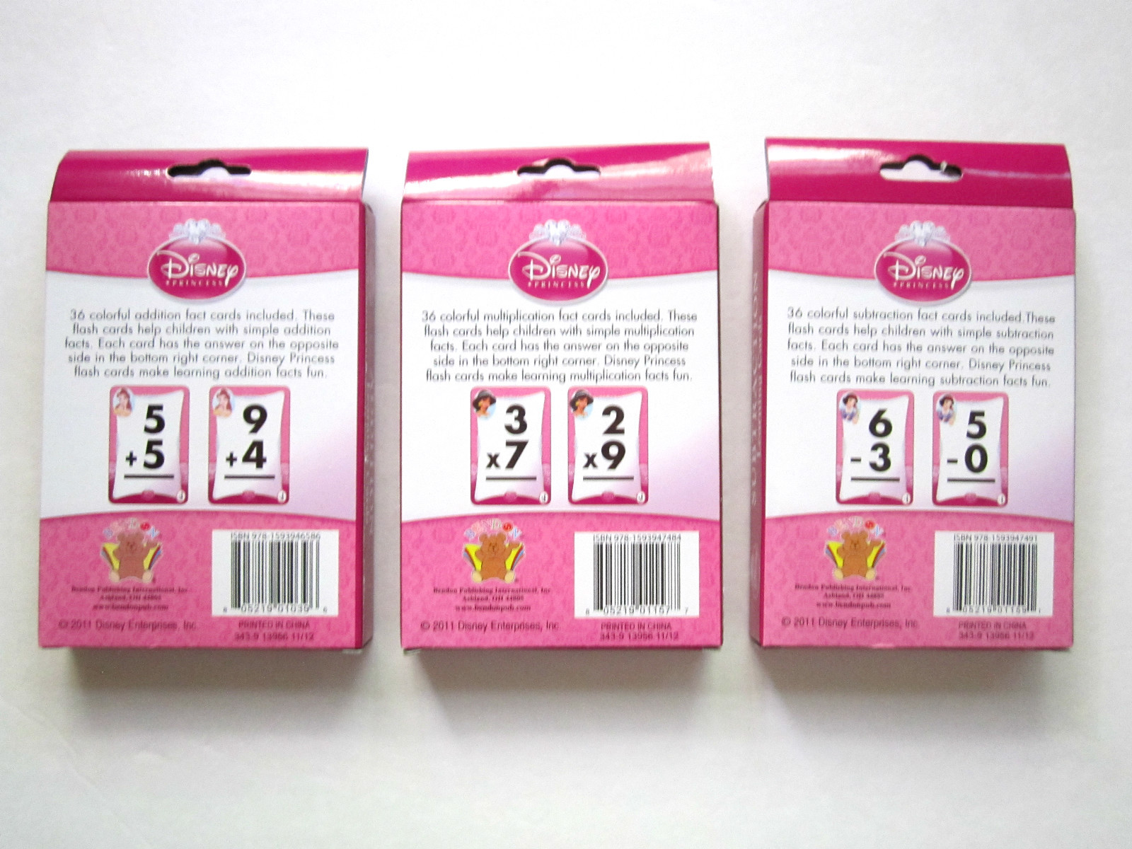 DISNEY PRINCESS SUBTRACTION,ADDITION,MULTIPLICATION LEARNING CARD SETS NEW