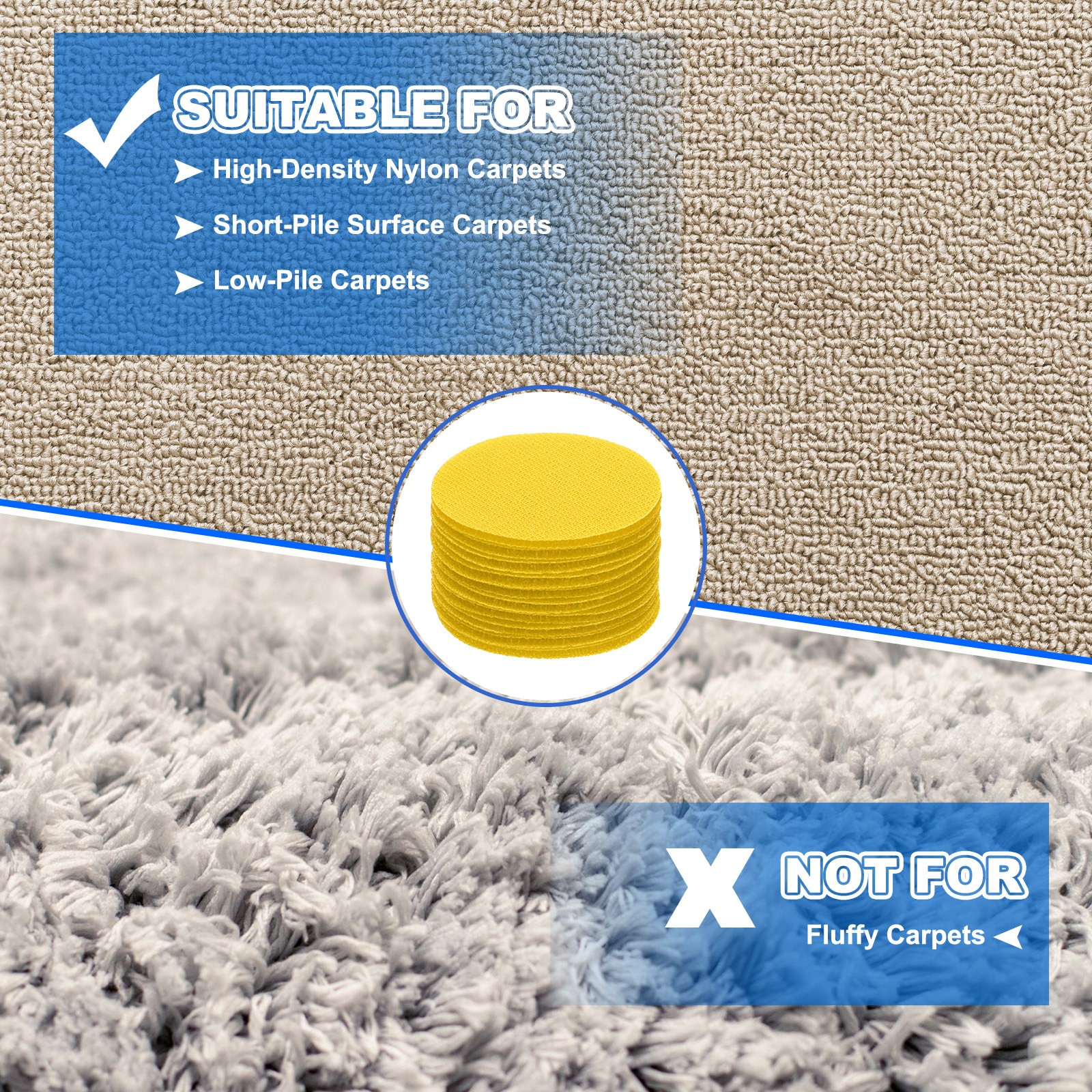48pcs Carpet Marker Spots 2 Inch Round Floor Markers Non Slip Carpet Dots Yellow