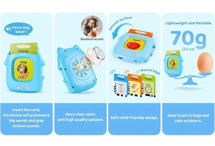 Toddler Toys Talking Flash Cards for 2 3 4 5 6 Year Old Boy Girl