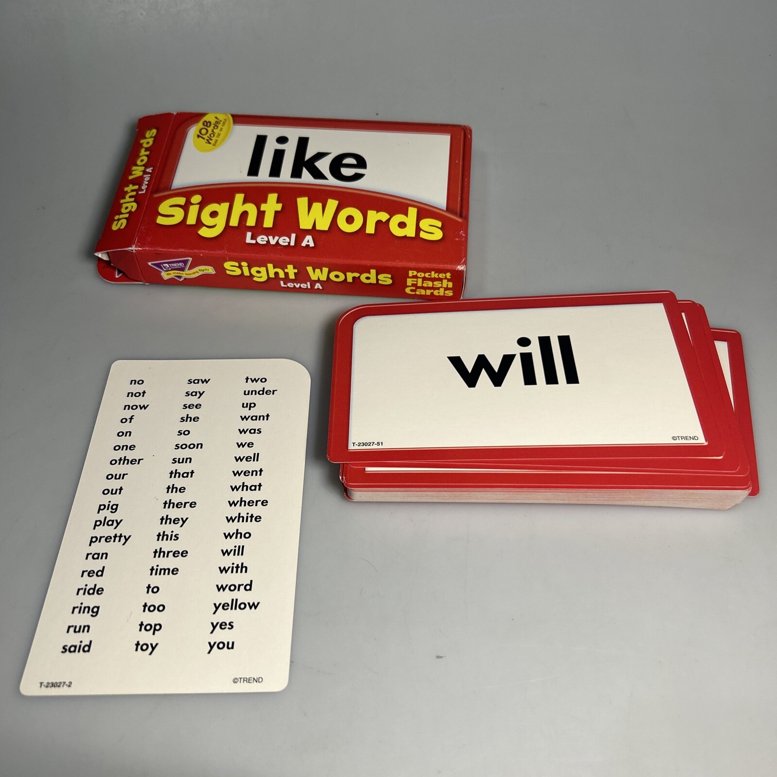 Trend Enterprises Inc. Pocket Flash Cards Sight Words Level A 108 Words
