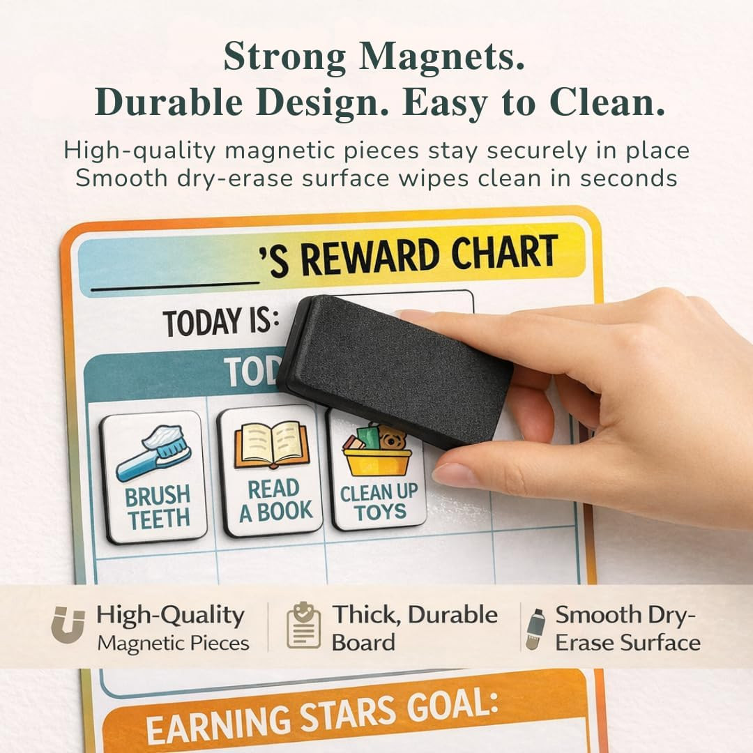 Reward Charts for Toddlers – Magnetic Daily Routine & Behavior Chart for Kids, P