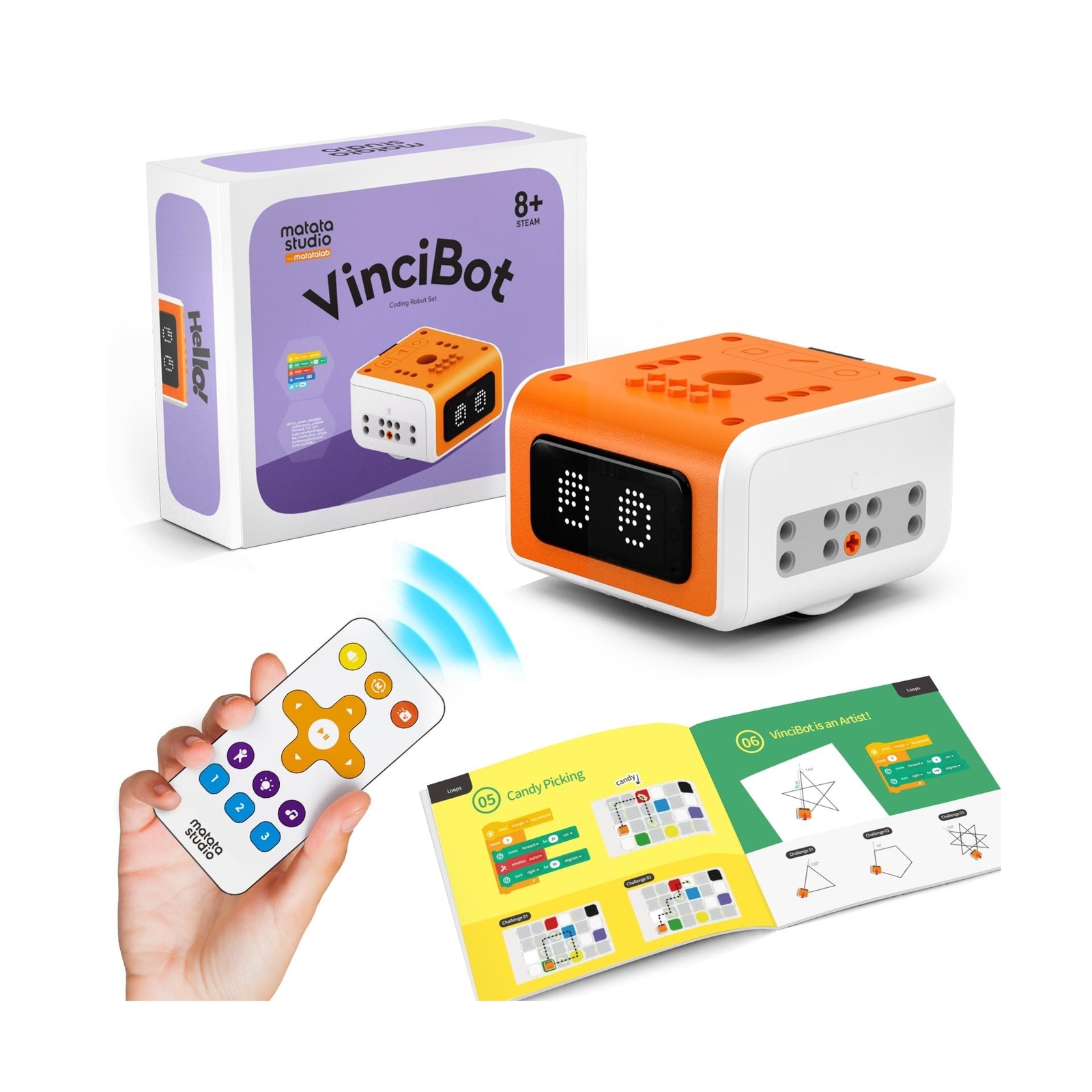 VinciBot Coding Robot for Kids 8-12, STEM Educational Toy, Scratch&Python Pro…