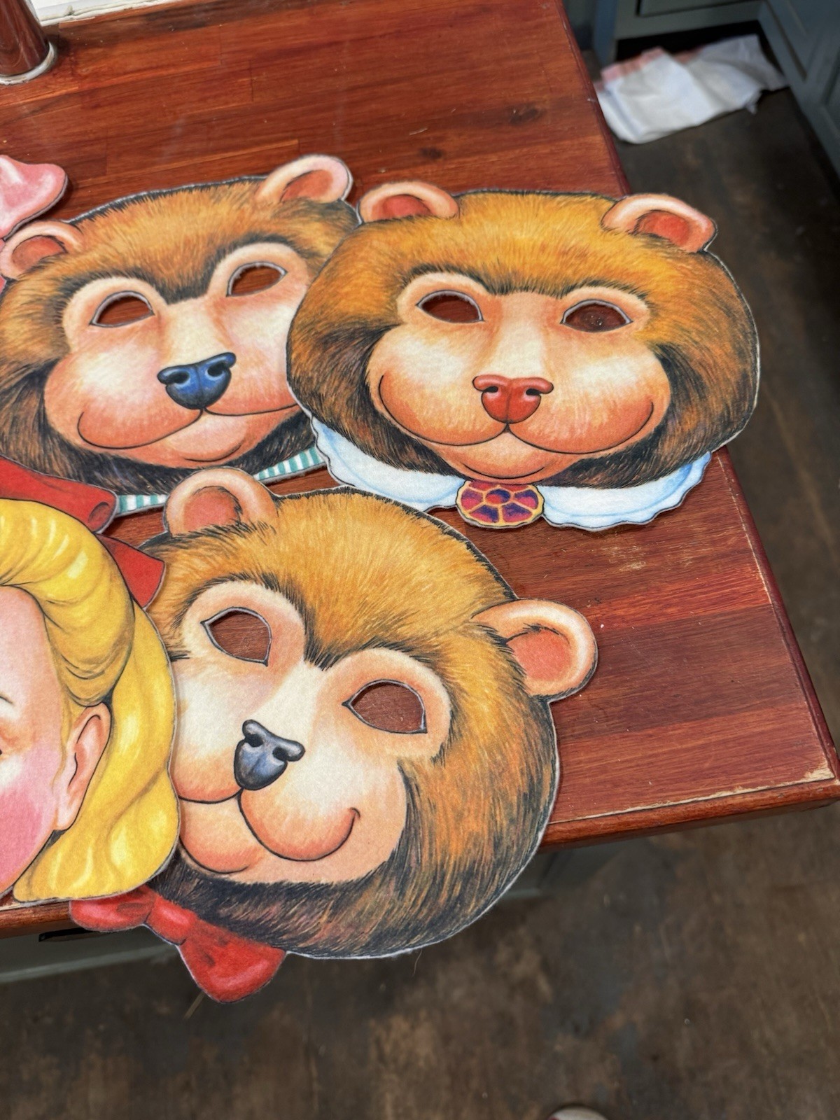 Lot Of Handmade Felt Masks For Fairy Tales 3 Pigs Goldilocks Bears Wolf