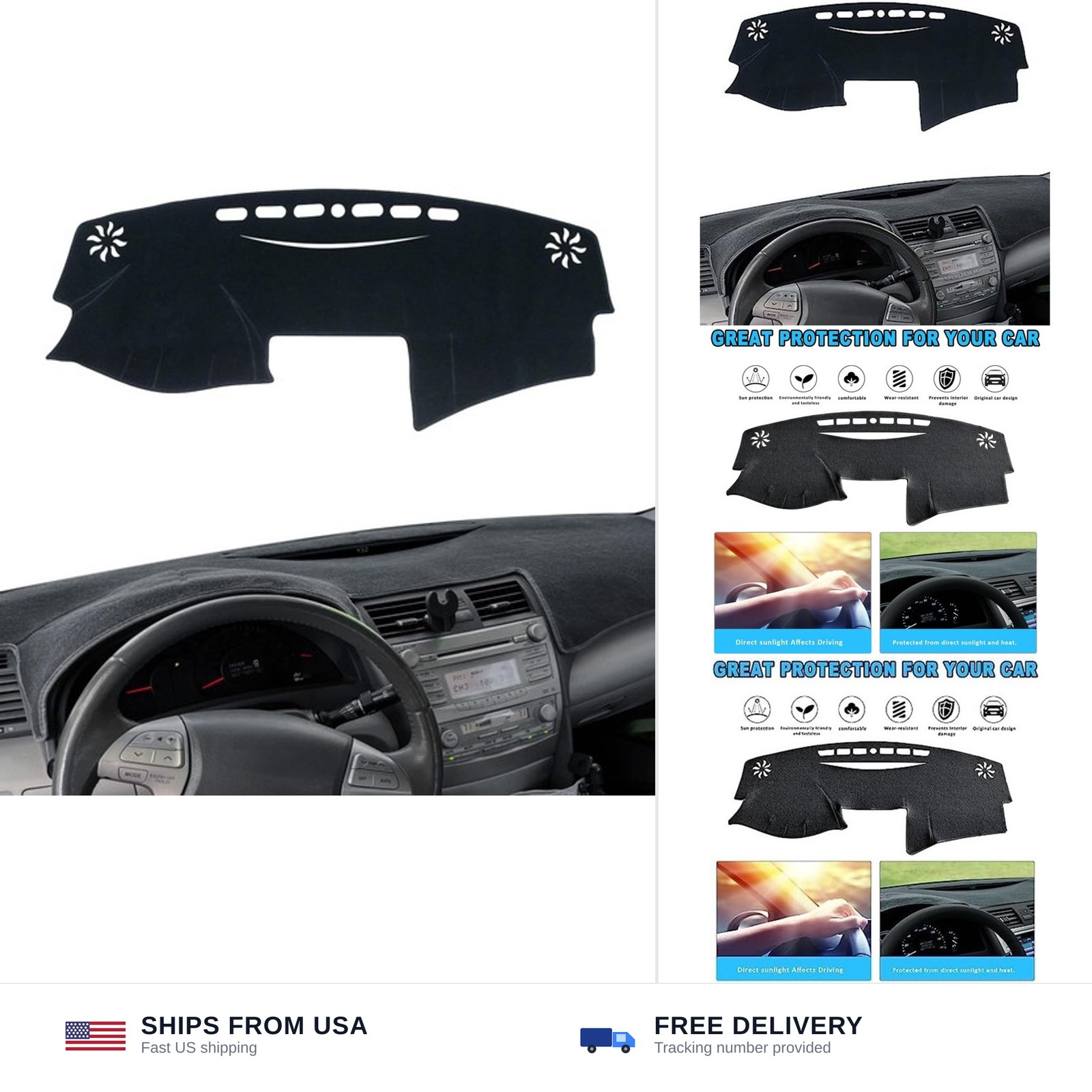 POSAID for Toyota Camry Dash Cover 2011 2010 2009 2008 2007 Dashboard Cover M…