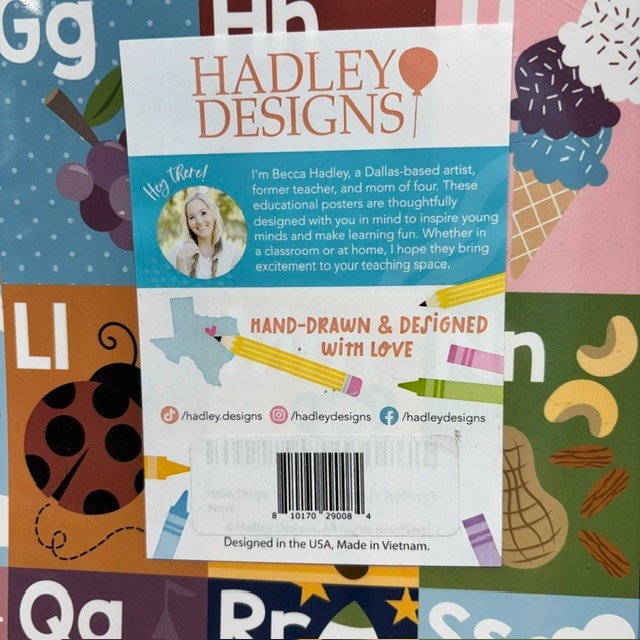 Hadley Designs Boho Preschool Educational Laminated Posters Set of 16