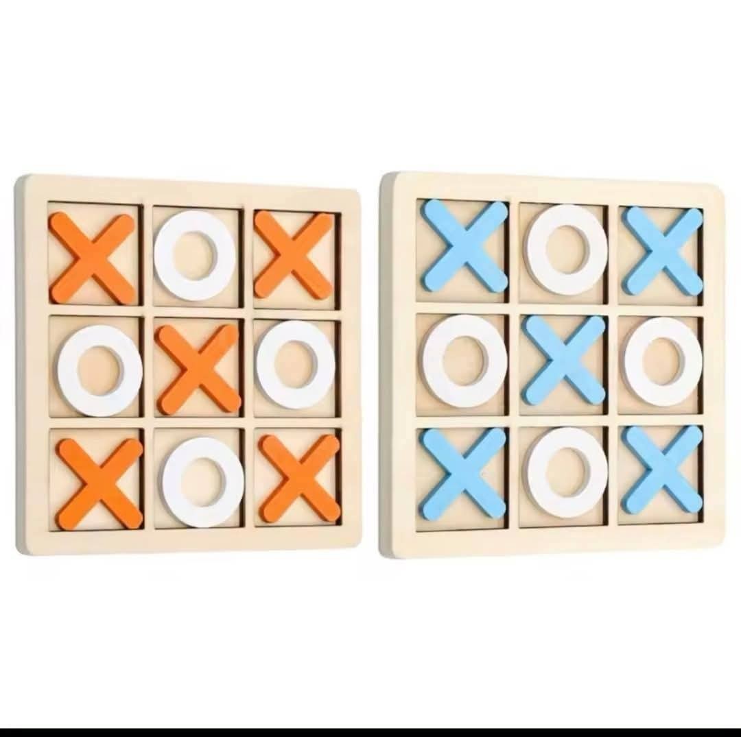 Wooden Tic Tac Toe Board Game Kids Educational Puzzle Toy XO Table Decor Gift
