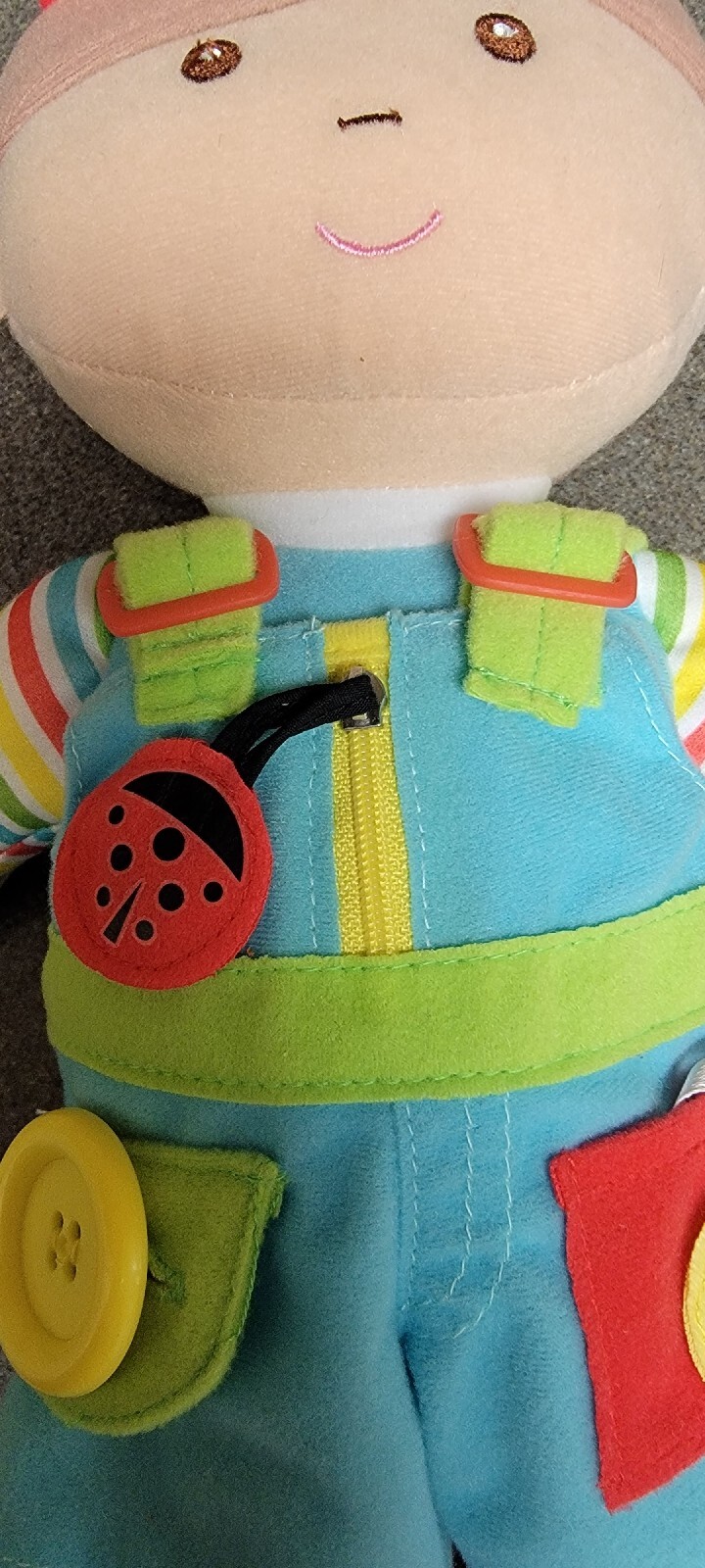 Spark Create 14″ Learning Buddy Plush Doll Sensory Fine Motor Skills Button Tie