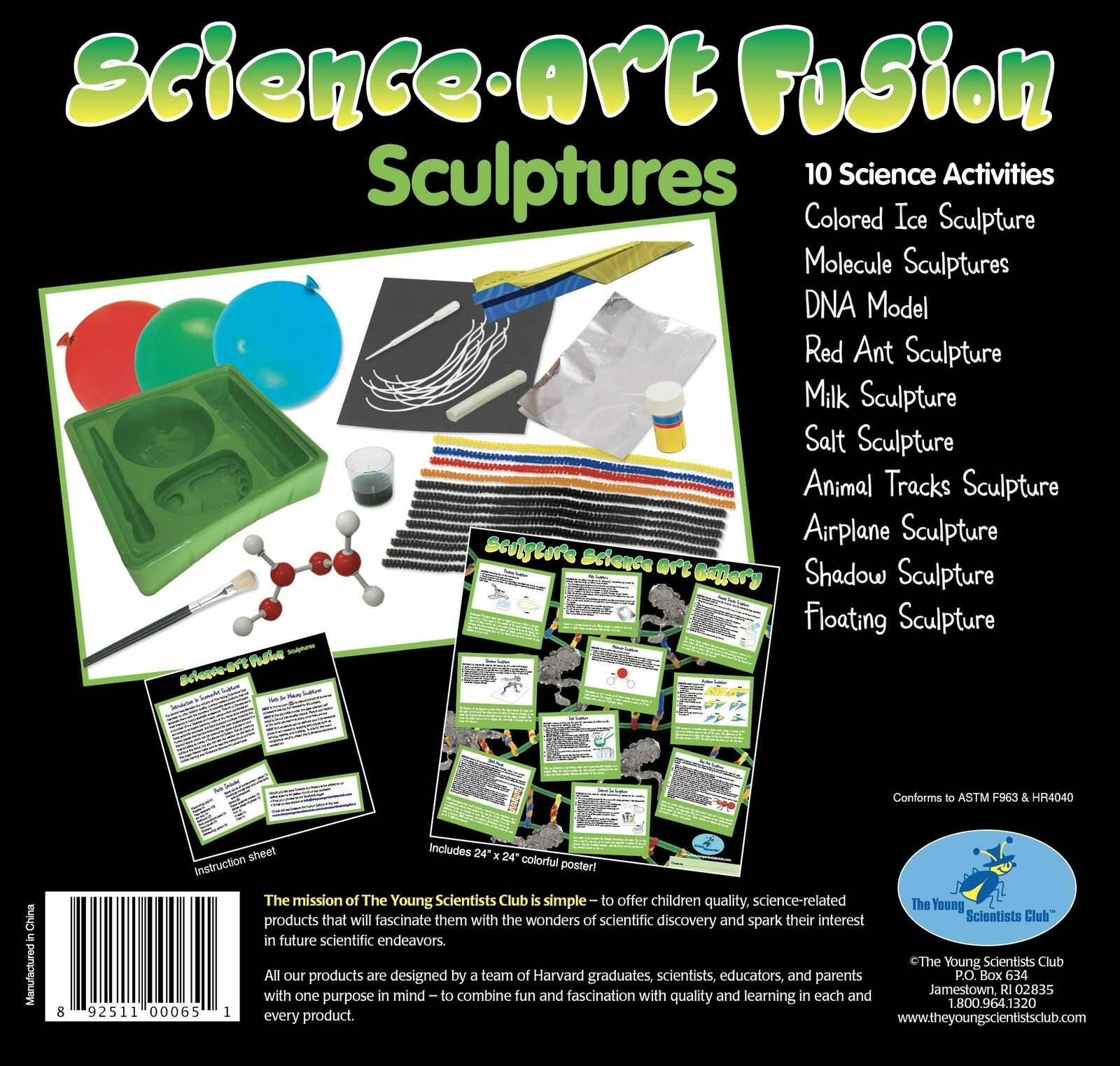 Kids Science Kit Art Fusion Sculptures Young Scientists Club 10 Activities