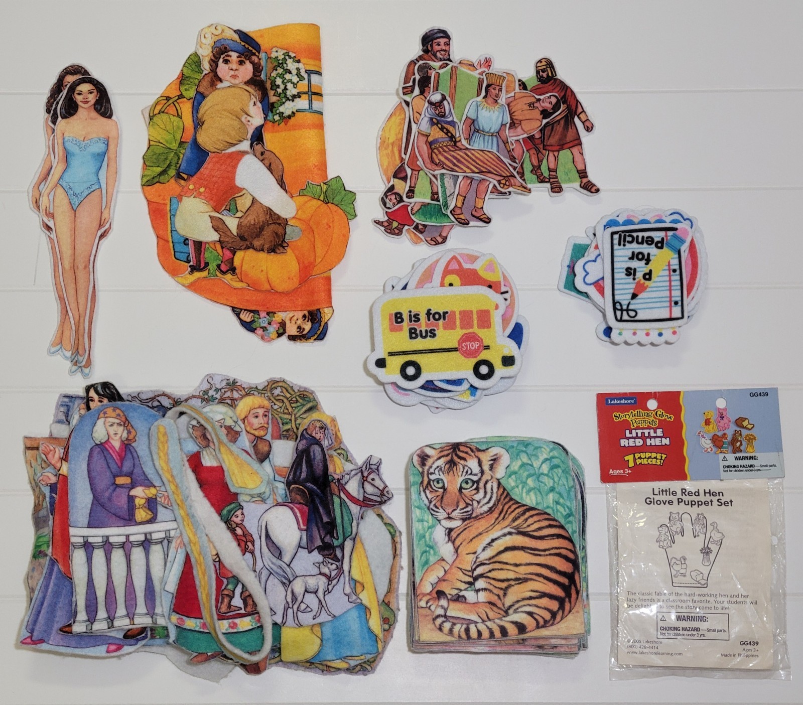 ​PRE-CUT Mixed Lot 7 Felt Flannel Board Story Sets Zoo Babies Rapunzel Bible