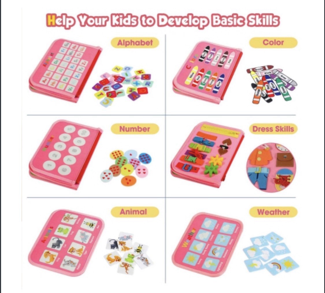 New Winblo Toddler Busy Board Sensory Montessori Toy Pink Free Shipping