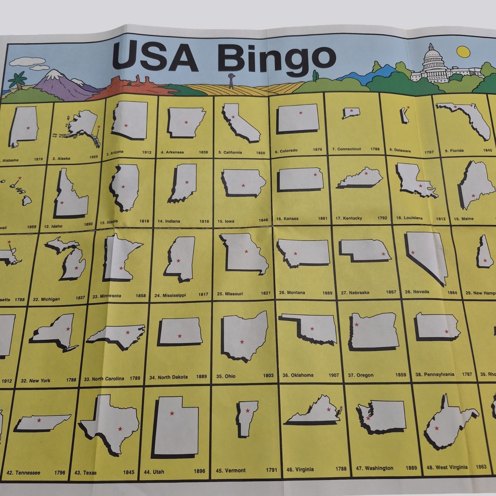 Vintage USA Bingo Board Game States Trivia Ages 9+ 1985 Educational Learning