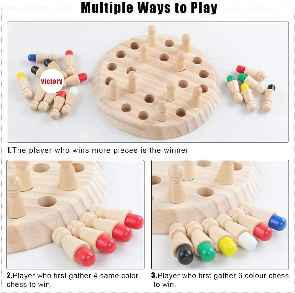 Wooden Memory Match Stick Chess Color Game Board Puzzle Kids Educational New Toy
