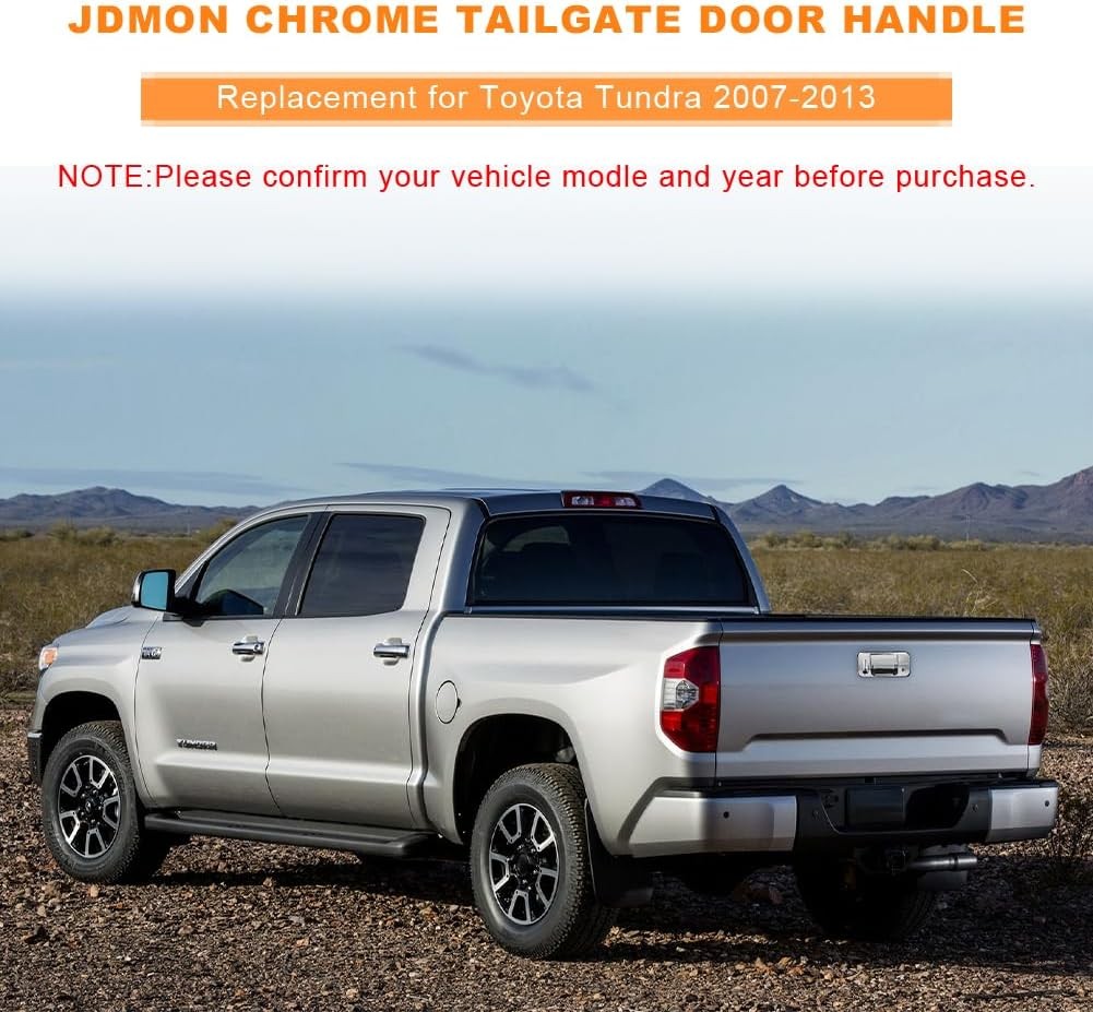 JDMON Chrome Tailgate Door Handle w/Rear Camera Hole Replacement for Toyota