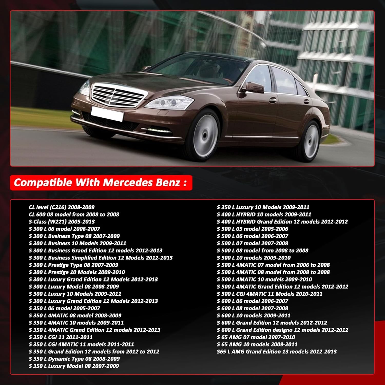 Windshield Washer Hose Compatible with Mercedes-Benz CL550 CL600 S350 S400 S550