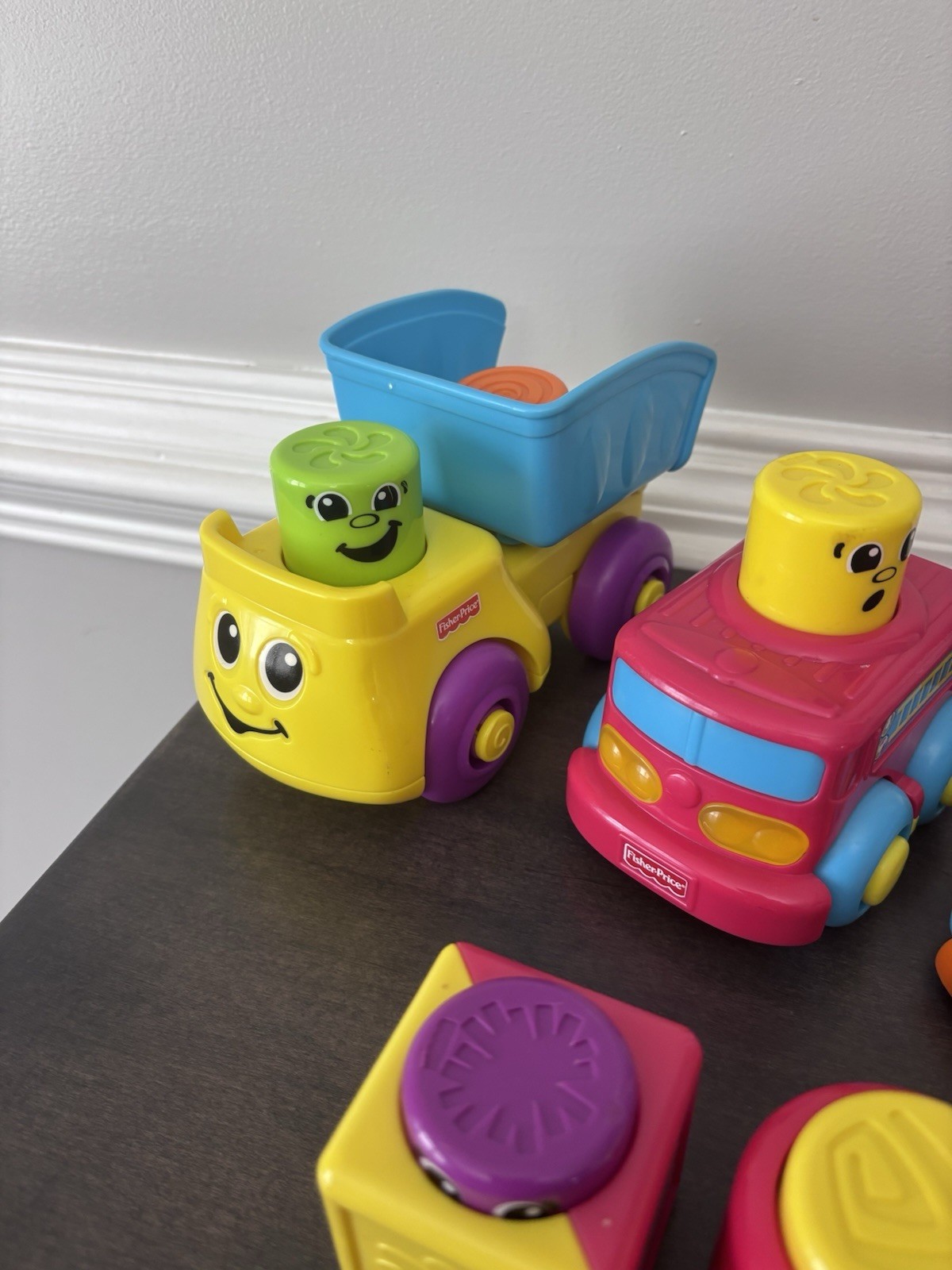 Fisher Price Stack ‘n Surprise Blocks And Vehicles Lot Of 5