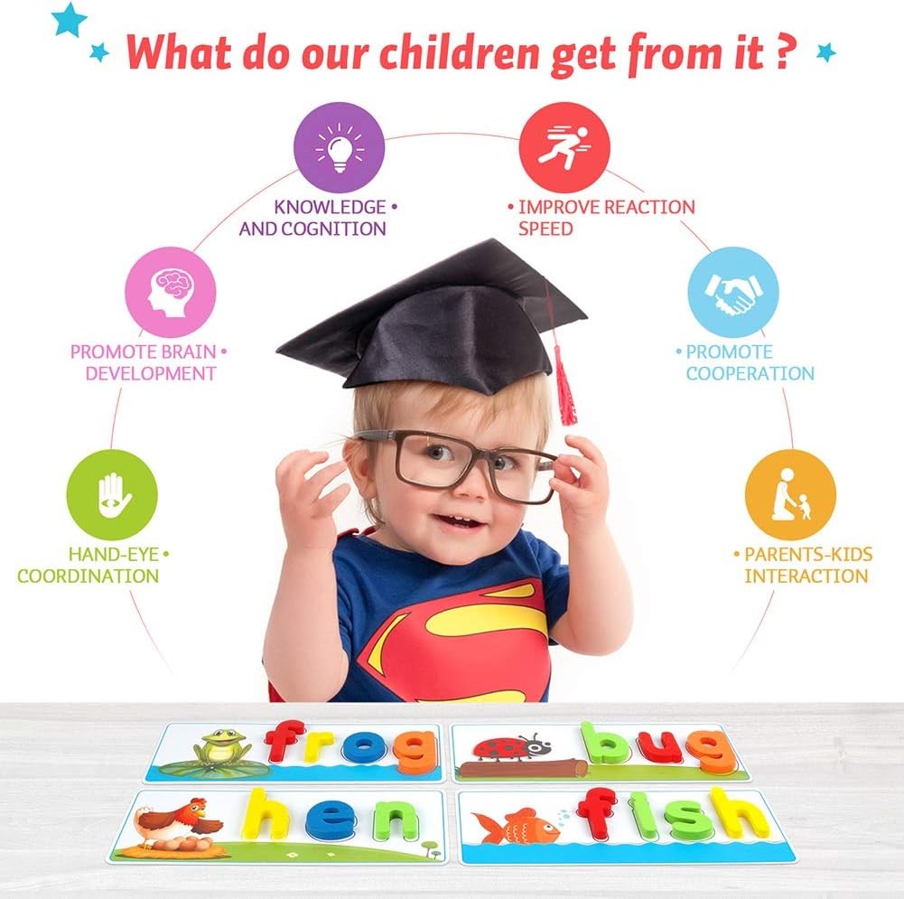 Learning Toys for 3 4 5 6 Years Old Boys and Girls – See & Spell CVC Word Builde