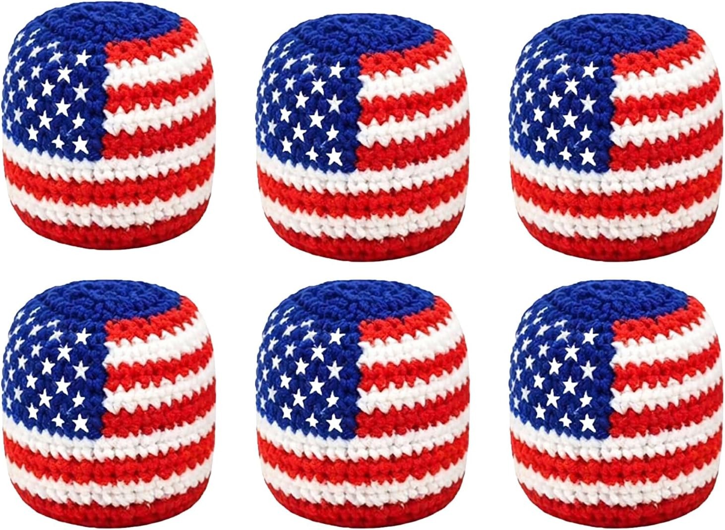 1~5x USA Flag Knitted Footbags Hackys Bag, Sacks Foot Bag Crochet Juggling Balls