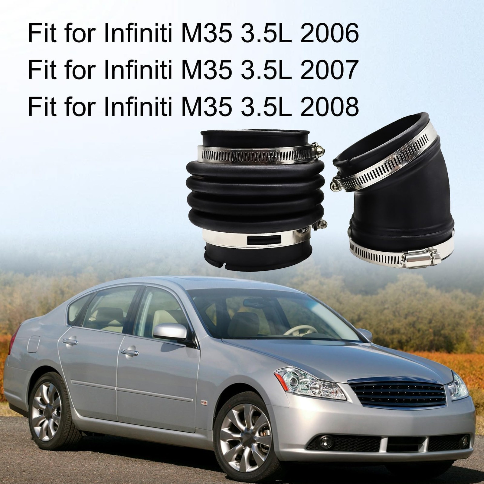 16576-EG00A 2 Pcs Air Intake Hose Fits for Infiniti M35 3.5L 2006