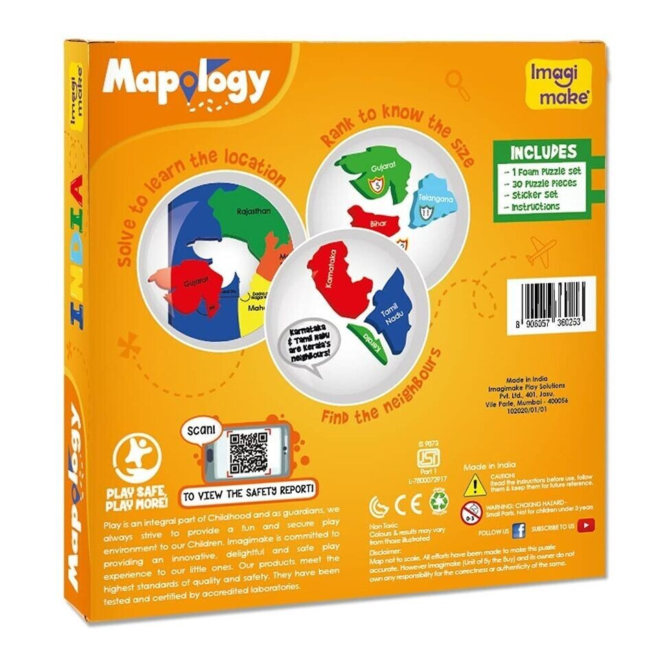 Mapology India Map Puzzles Geography for Kids Educational Toys Puzzles for Kids