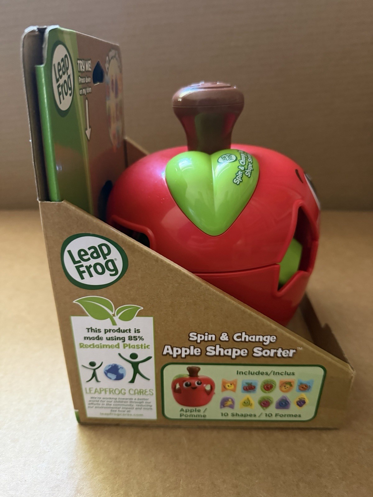 LeapFrog Spin & Change Apple Shape Sorter New Complete Ages 18+ Learning Toy