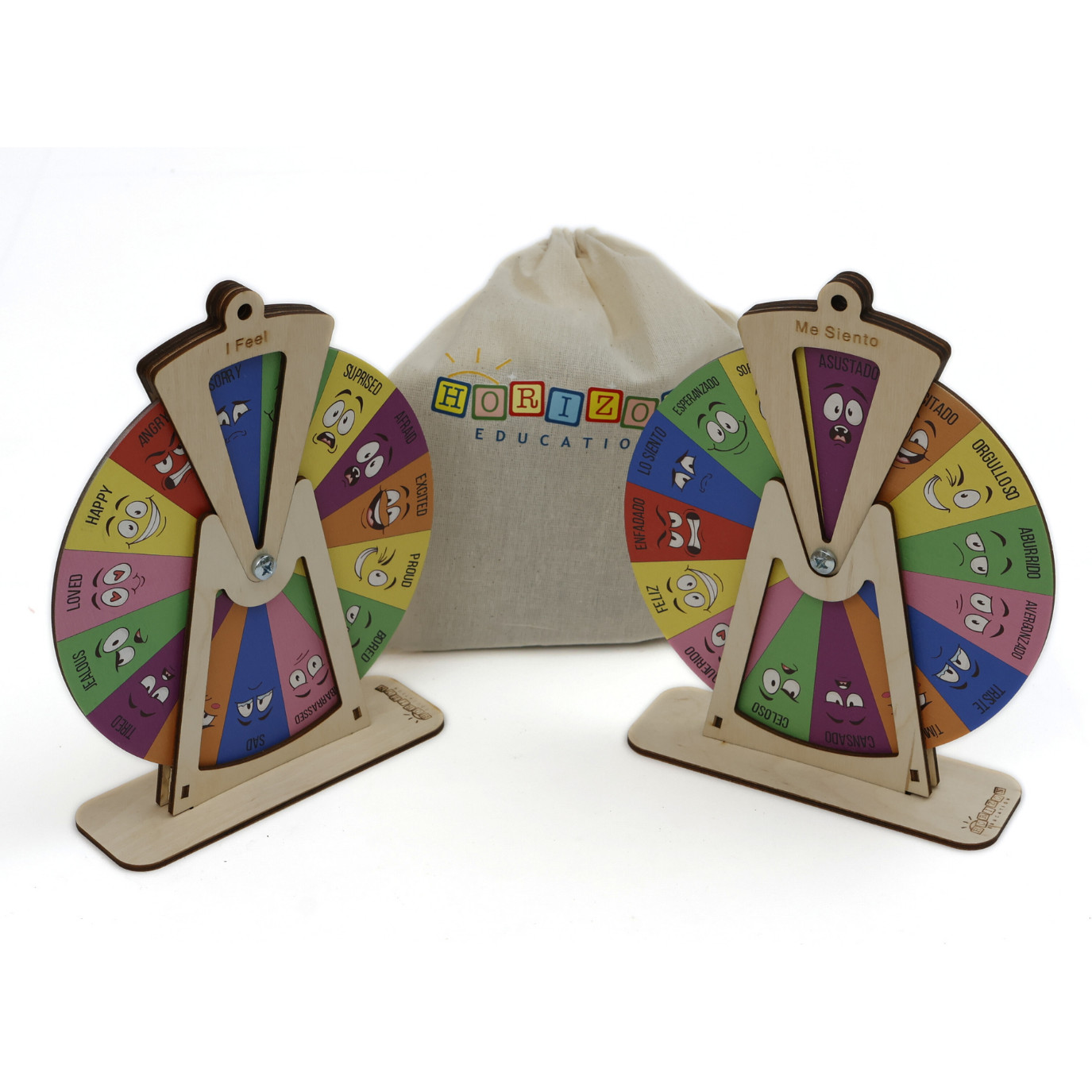 Wheel of Emotions – Montessori Wooden Feelings Chart for Kids (English, Spanish)