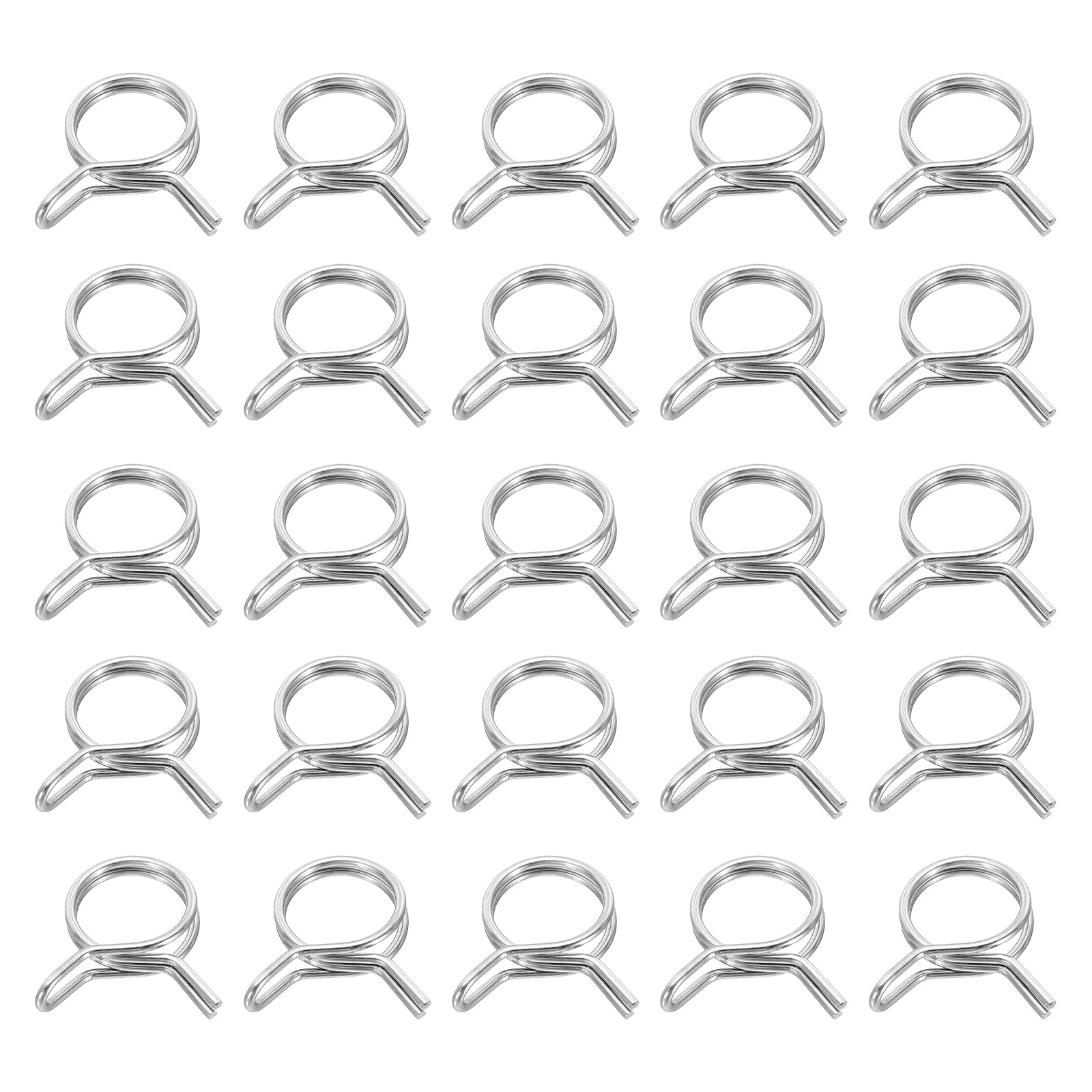 25Pcs 16mm ID 16-19.2mm OD Double Wire Spring Hose Clamp Spring Clips Clamps