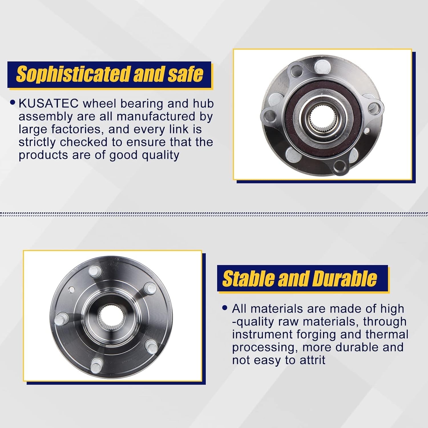 KUSATEC 512460 Front/Rear Wheel Bearing and Hub Assembly Fit for Ford Explorer