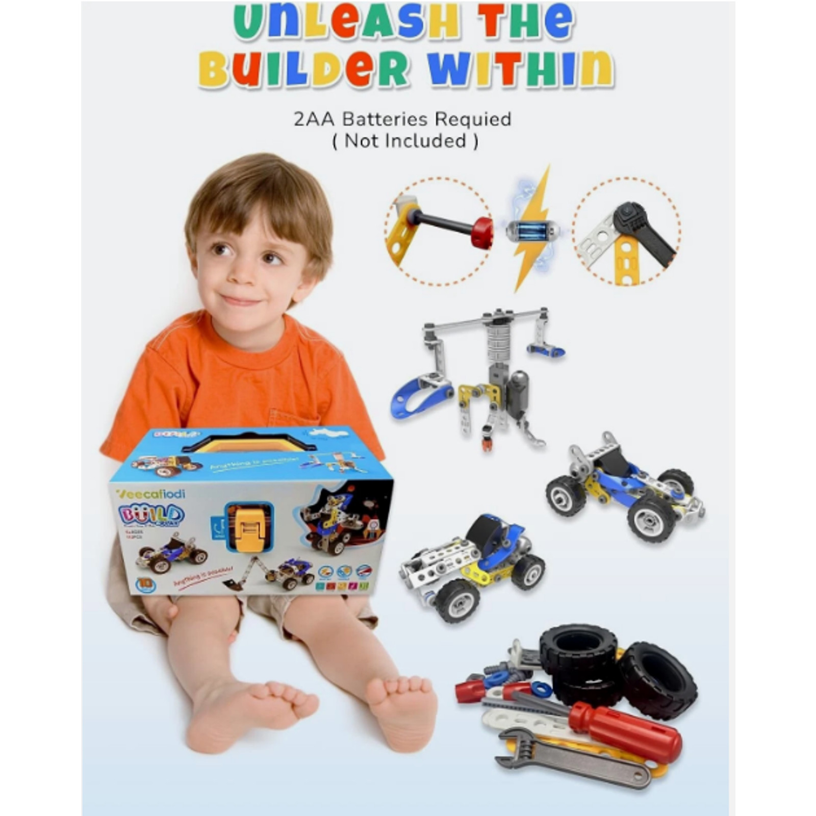 STEM Toys 10 in 1 – Electric Building Toy Cars – *Missing Parts*
