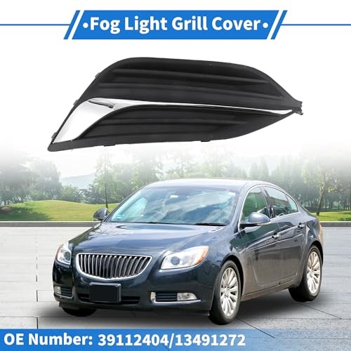 1 Pc Fog Light Grill for Buick Regal 2017-2020 ABS Black,Silver Tone Front