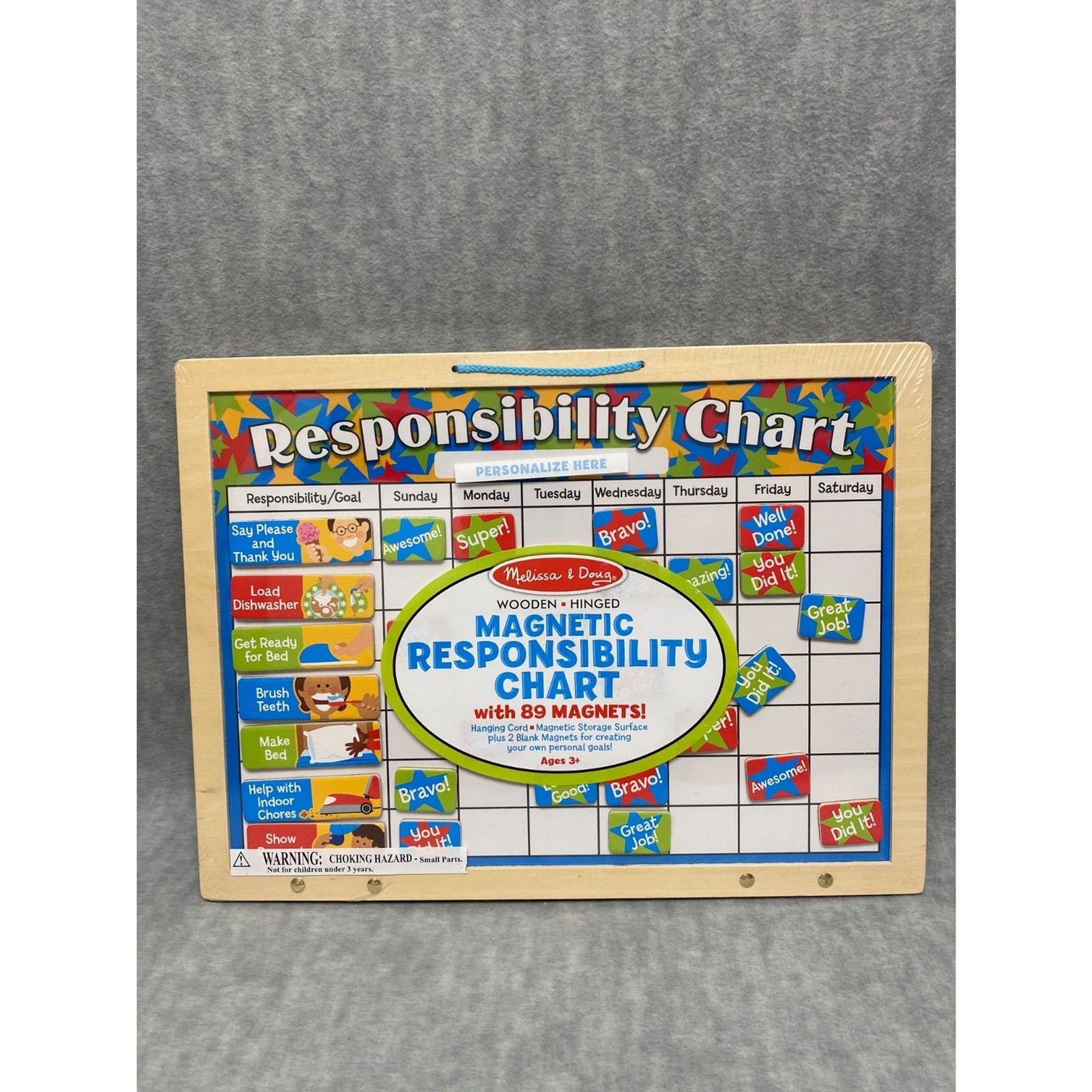 Melissa & Doug Magnetic Responsibility Chart Wooden Hinged 89 Magnet Hanging