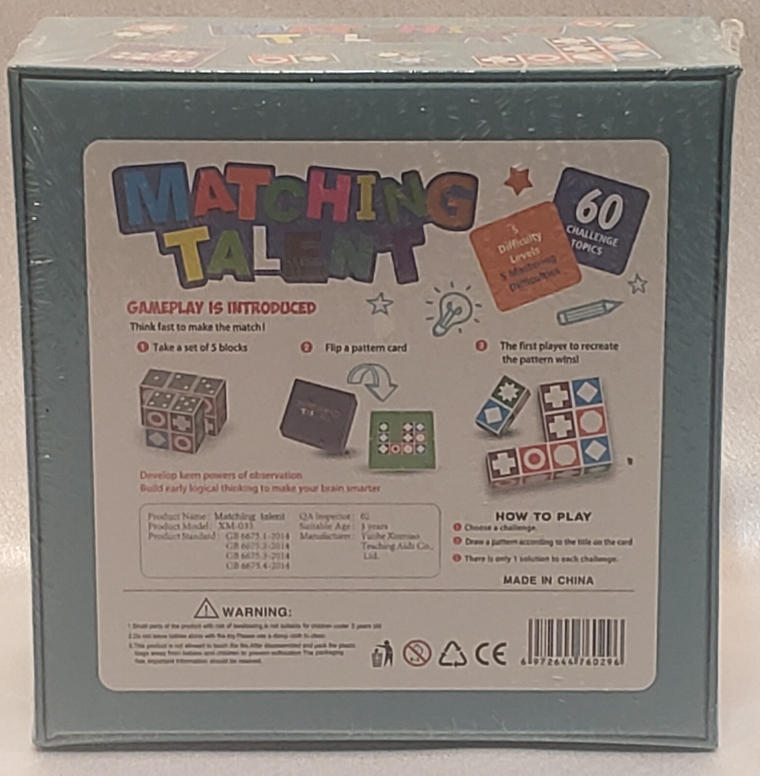 Puzzle Educational Toy – MATCHING TALENT Preschool Puzzle GAME Matching Game