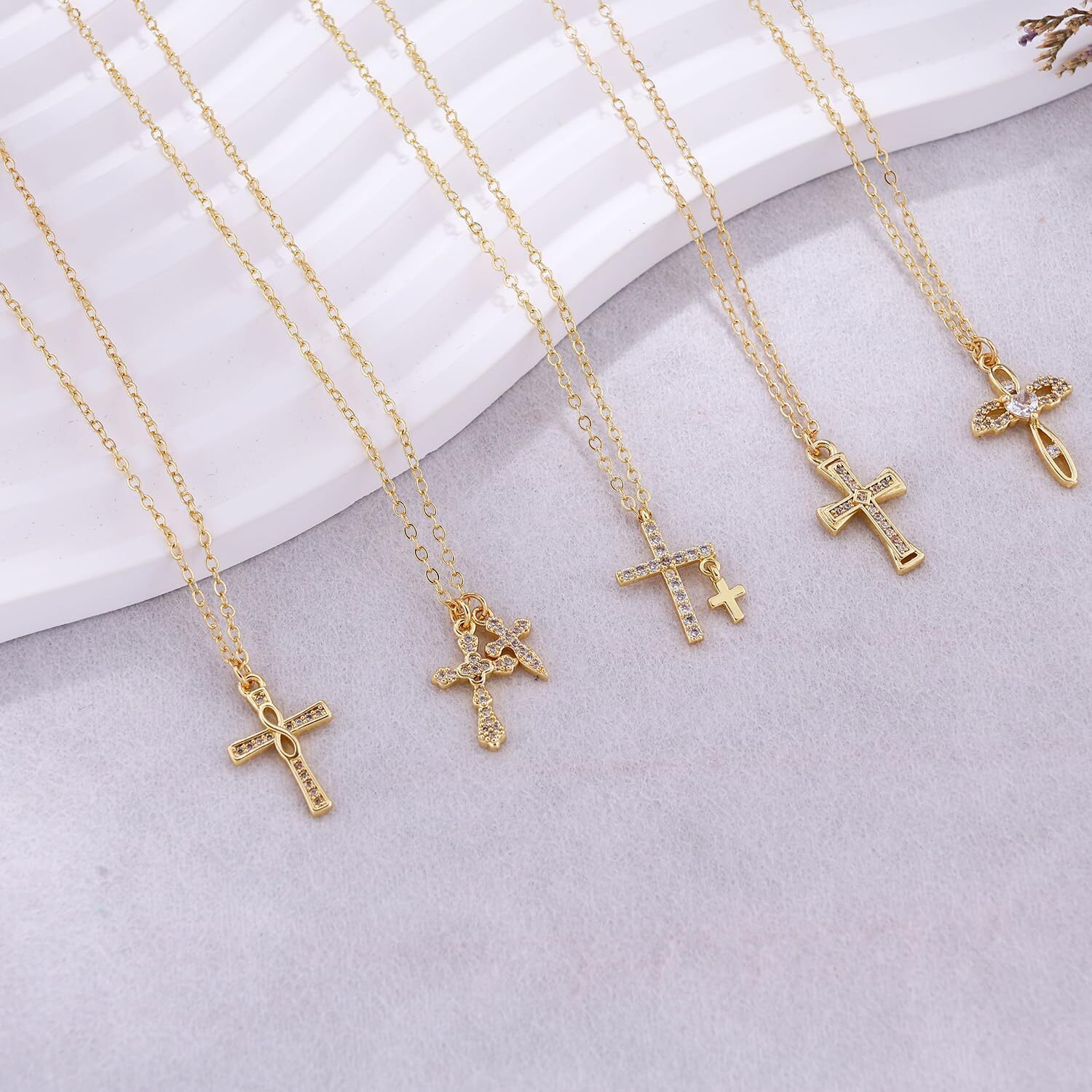 Gold Cross Necklaces for Women Trendy,Dainty Gold Necklace 14K Gold Plated Cross