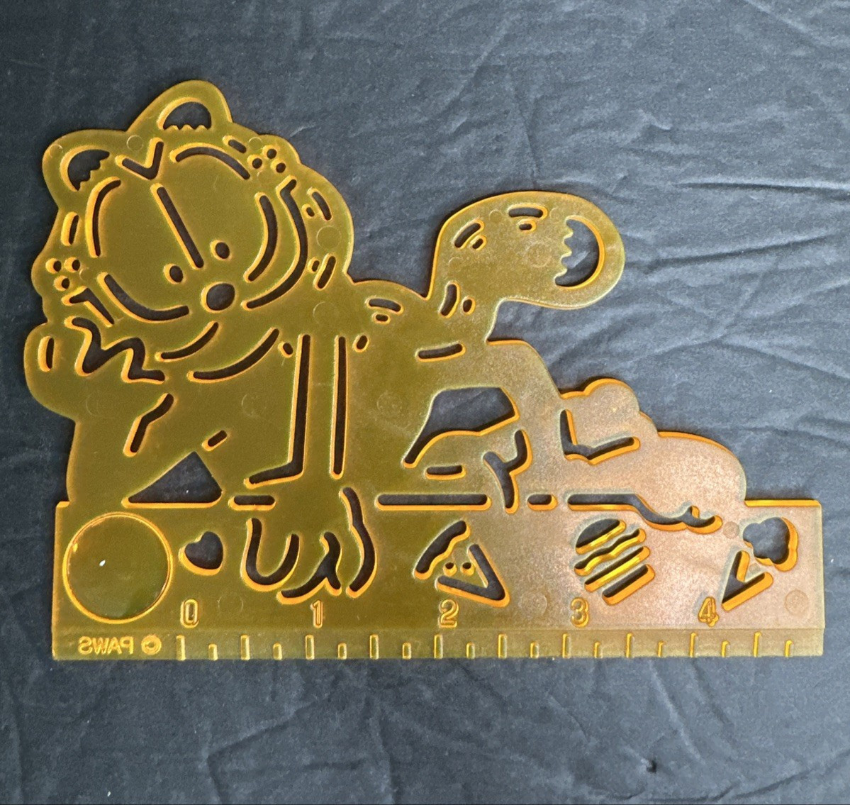 Garfield Mead Cat Guide Ruler Stencil Magnifying Glass Template School Vintage