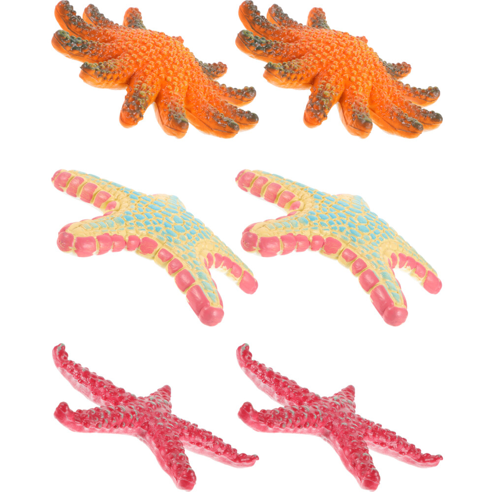 6PCS Sea Star Figurine Sea Animal Sculpture Simulation Sea Star Statue Models