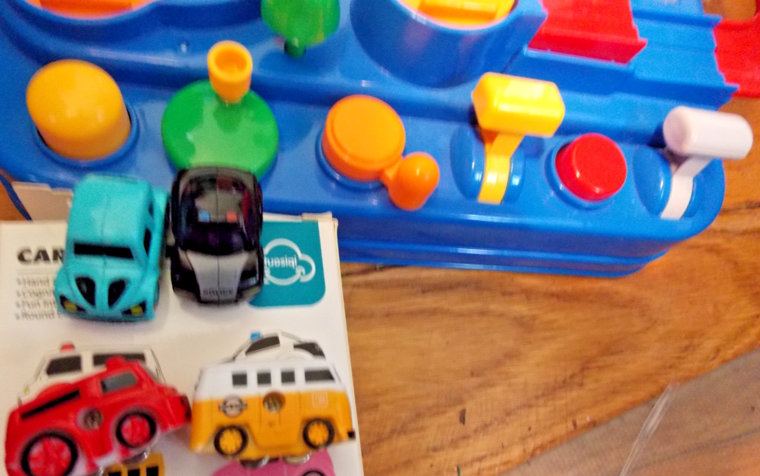 Kibhous Kids Race Track Car Adventure Toy with 4 Mini Cars, 6 Control Buttons,