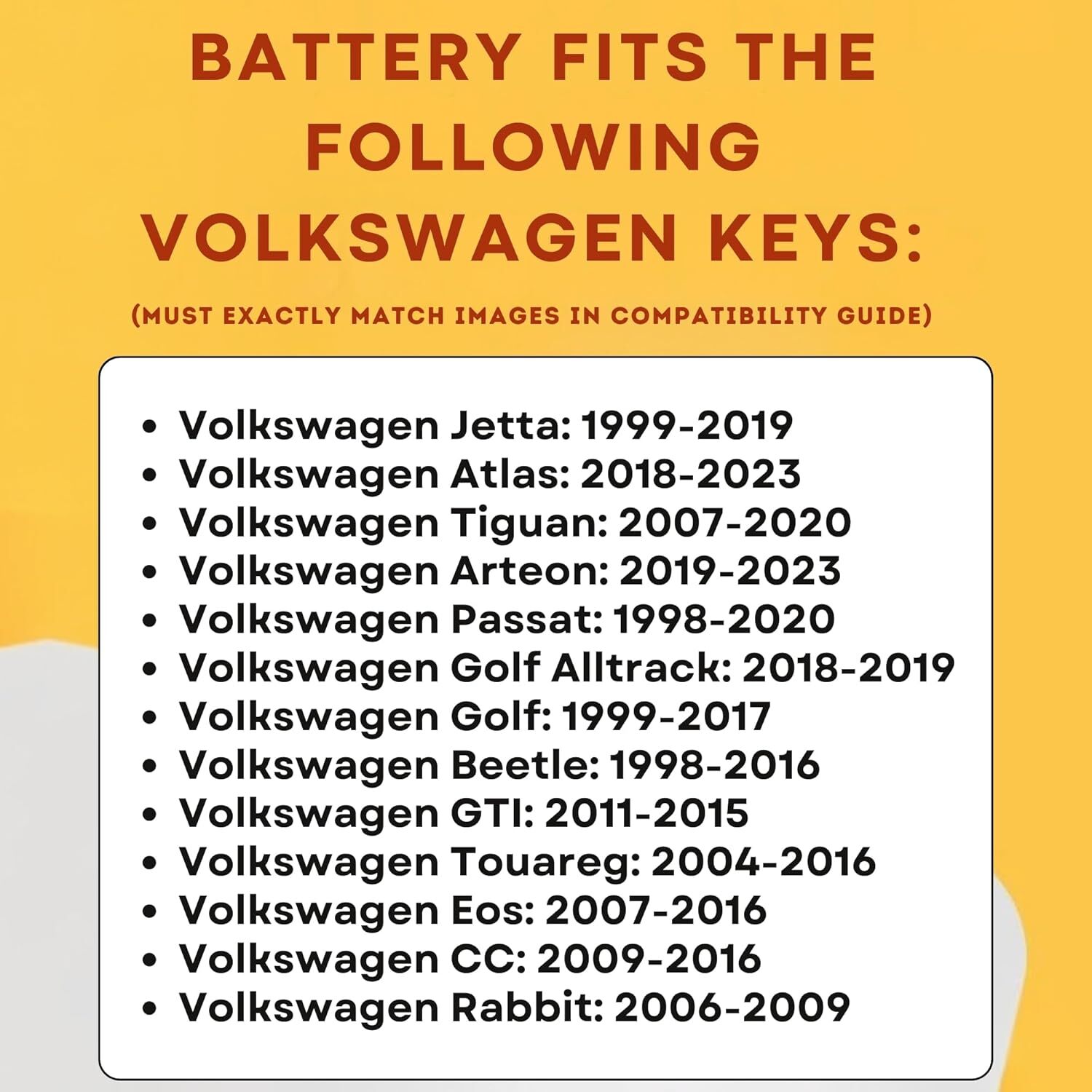 CR2032 2-Pack Key Fob Battery Replacement Kit for Volkswagen – Compatible with