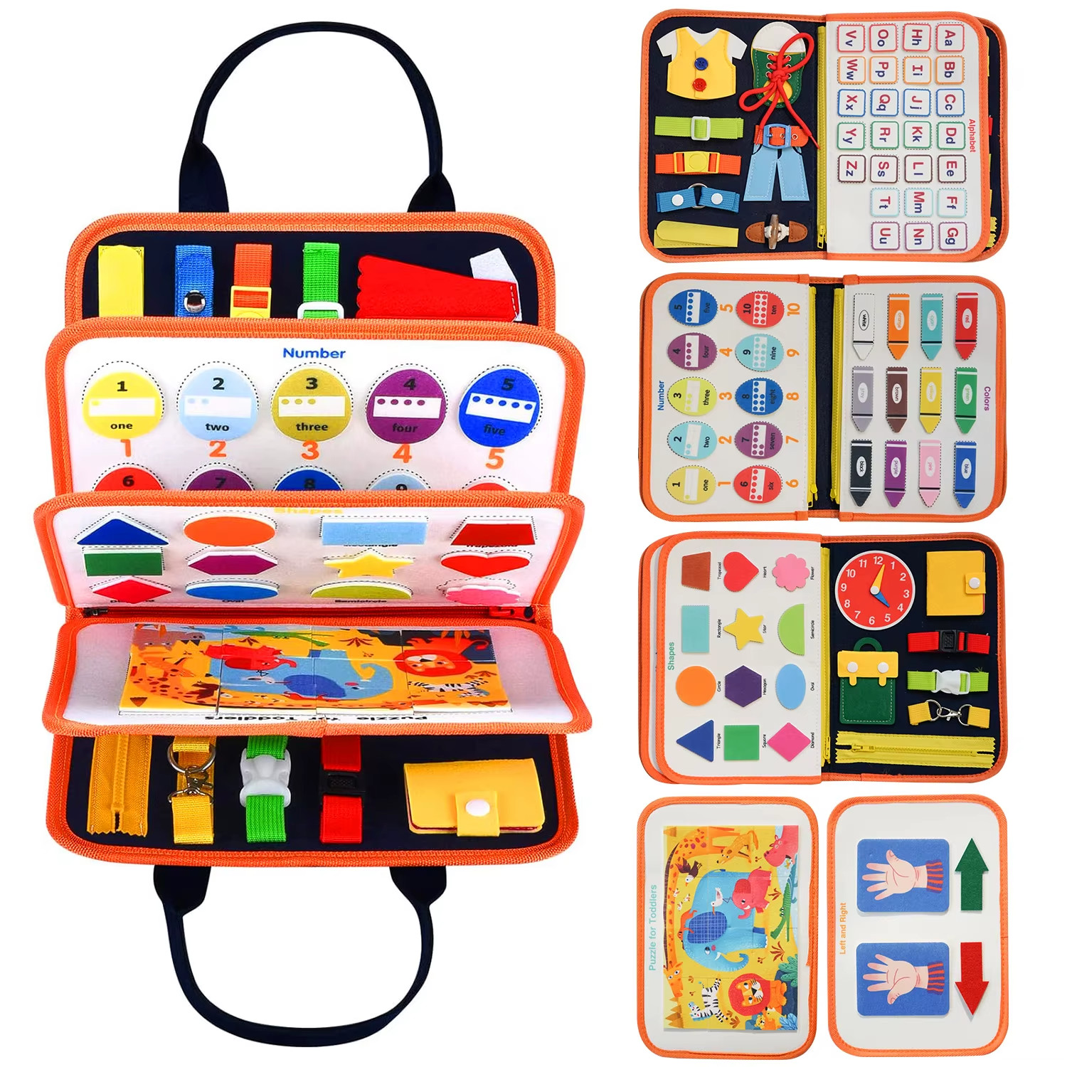 Orange Montessori Busy Board Ages 3 6 Sensory Educational Toy Fine Motor Skill