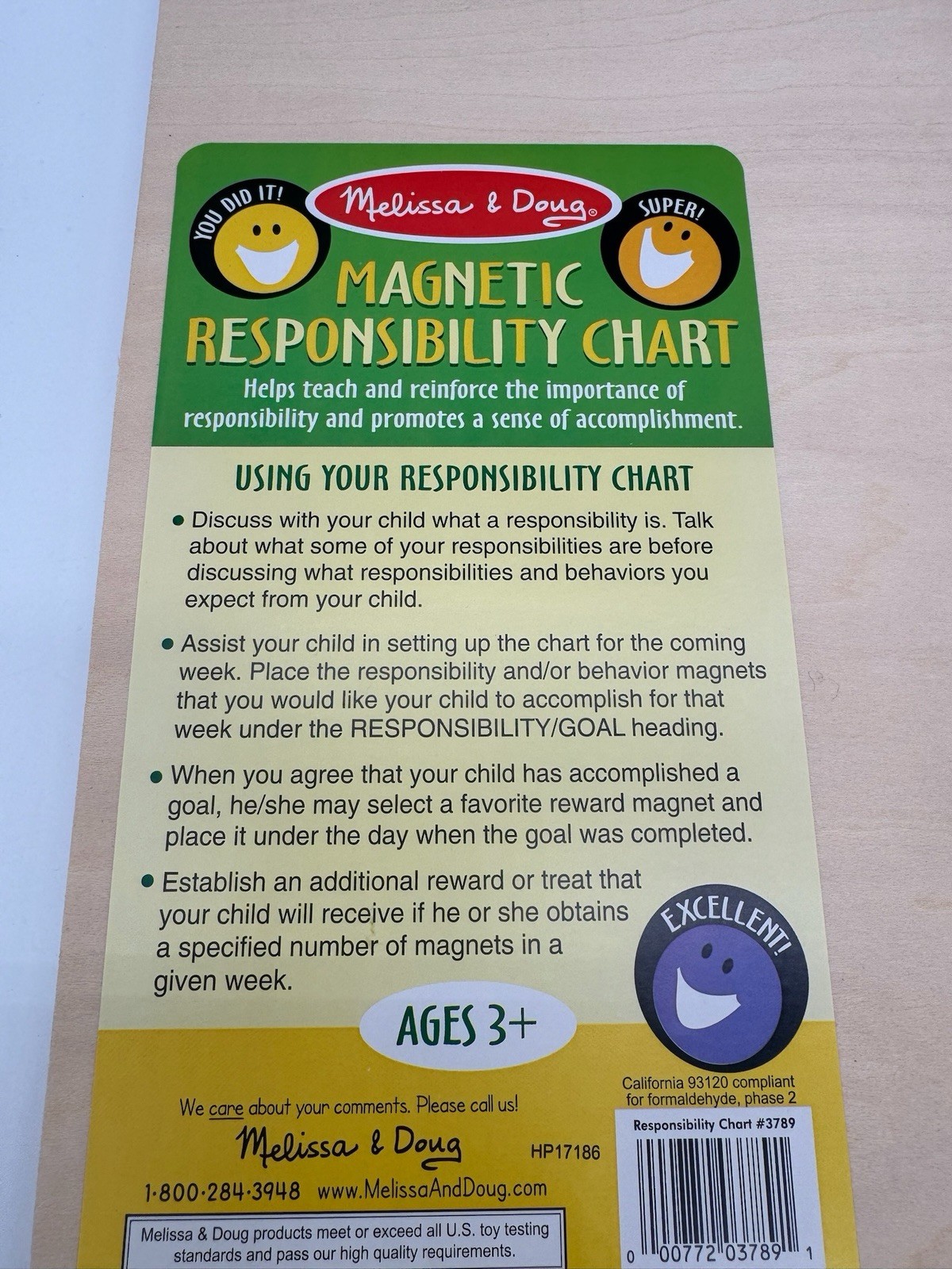 Melissa & Doug Magnetic Responsibility Chart Kids Educational Organize 63 Pieces