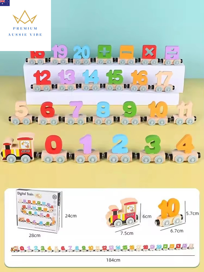 Montessori Wooden Train Toy Early Educational Cognition Alphabet Toys Magnetic N