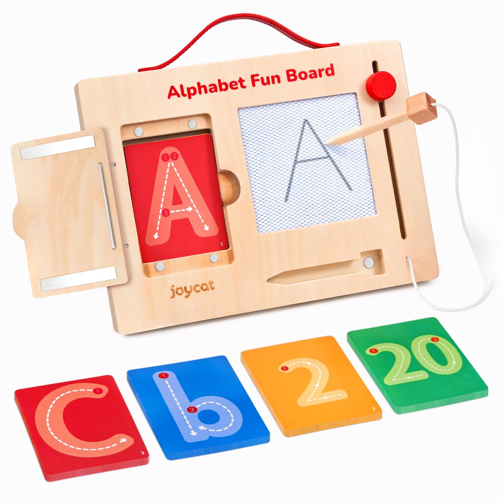 Wooden Letter Tracing Board for Toddlers 3-5, Magnetic ABC & Number Practice, Mo