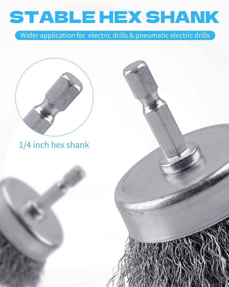 60 Pack Rocaris Carbon Steel Wire Wheel Brush Set – Cup, Wheel, and Pen Brushes