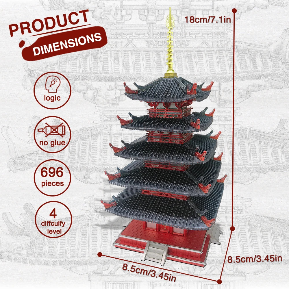 3D Puzzles Model Building Kit Construction Series Metal House Toy Christmas Gift