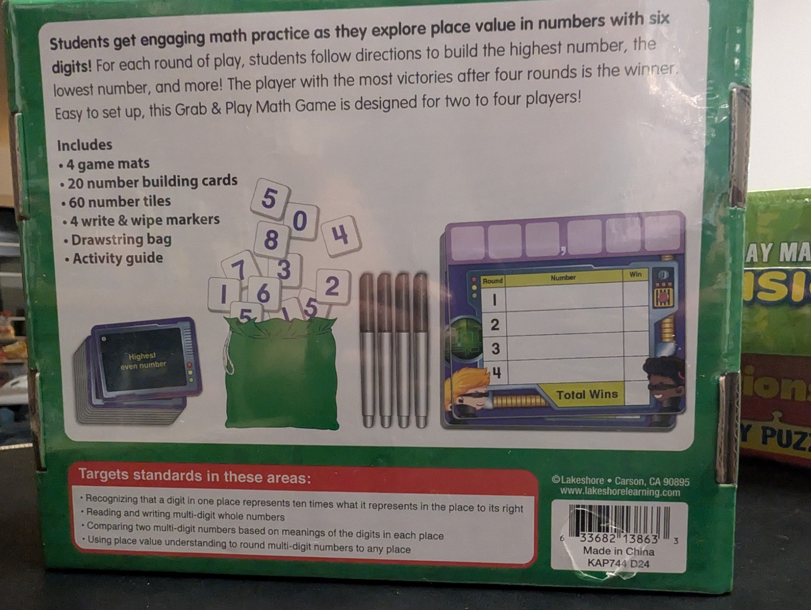 Lakeshore Math Games Grades 3-4 Fractions, Division, Place Value Sealed Lot of 3