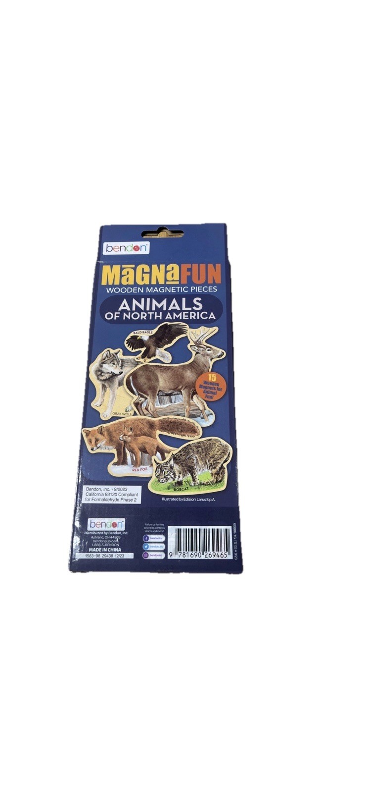 BRAND NEW-Bendon Magna Fun WOODEN Magnetic ANIMALS of North America 15 pack
